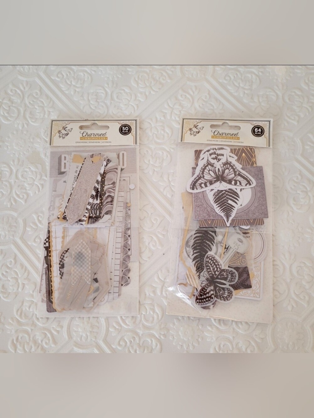 Bo Bunny Charmed Chronicles Ephemera Packs - Neutral & Gold Paper Die-Cuts